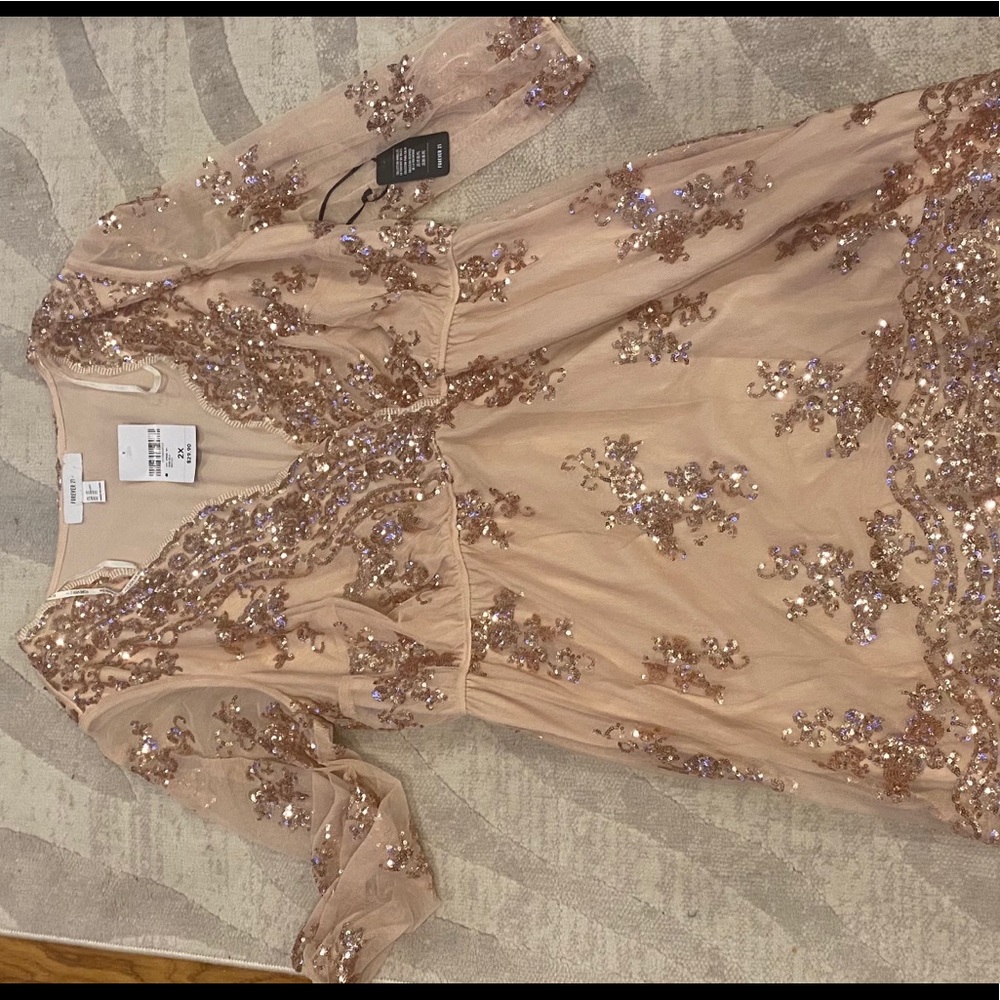 Sequence blush/rose gold party dress